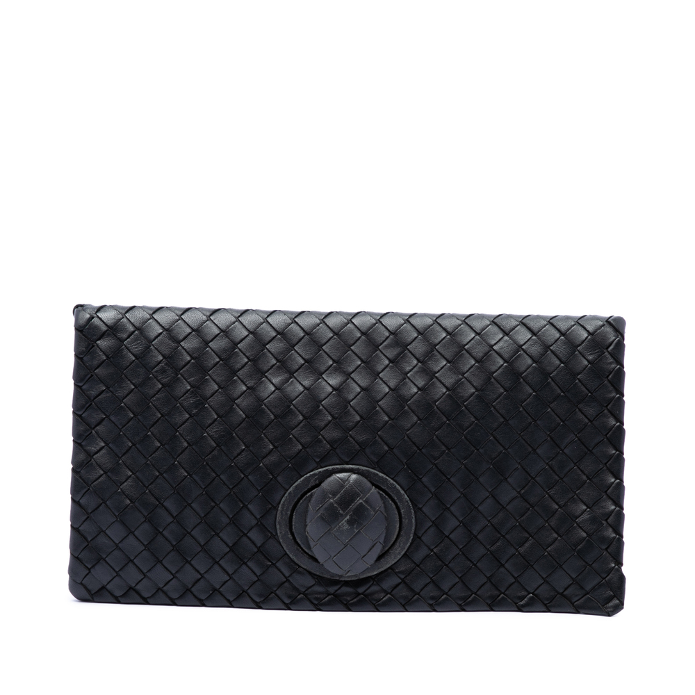 Pre-Loved Bottega Veneta Nappa Intrecciato Turn Lock Clutch